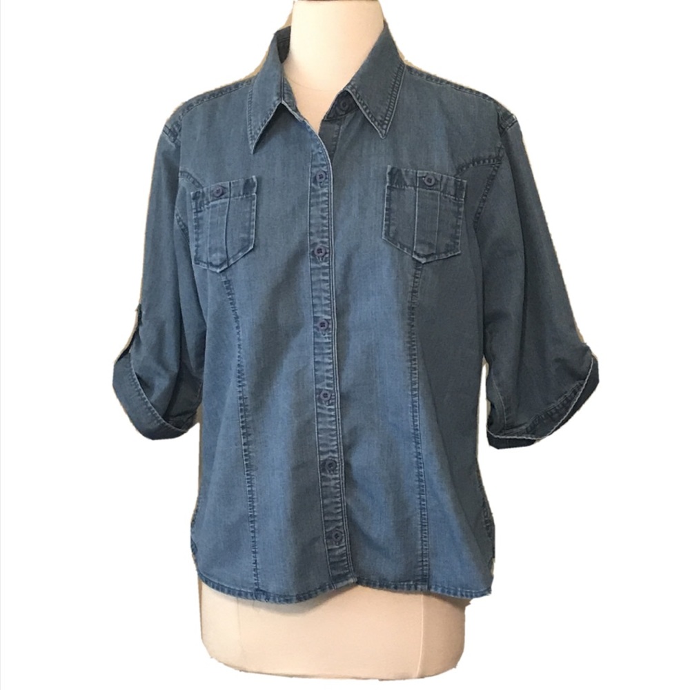Riders Chambray Button Down Shirt Size Large